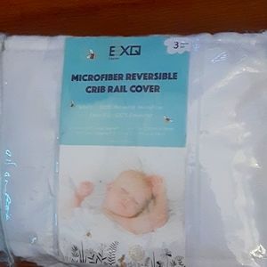EKQ Home 3 Piece Microfiber Reversible Crib Rail Cover White New in package…